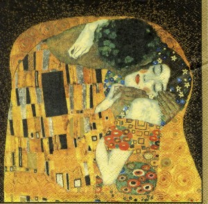 Поцелуй, черный фон, 33х33 см, салфетка для декупажа - Заготовки для декупажа. Интернет-магазин Завиток